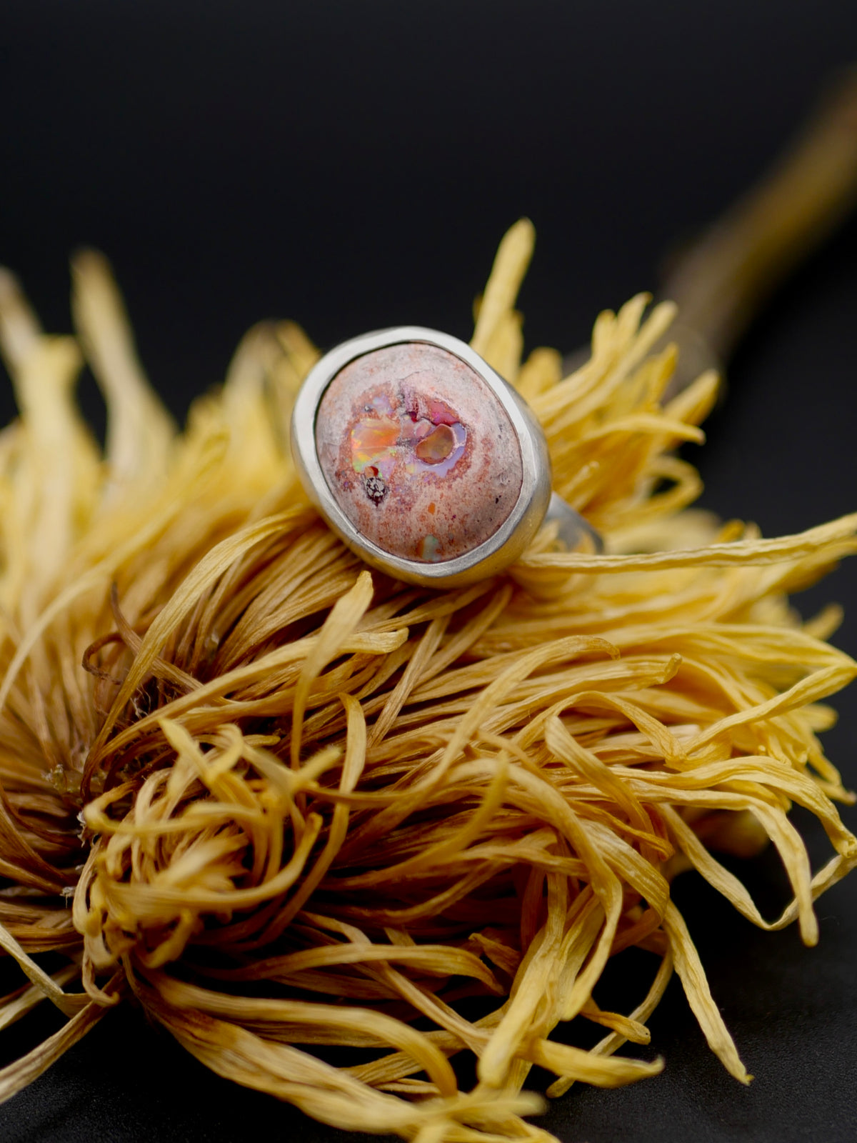Stone Ring - Size 10 - Mexican Fire Opal