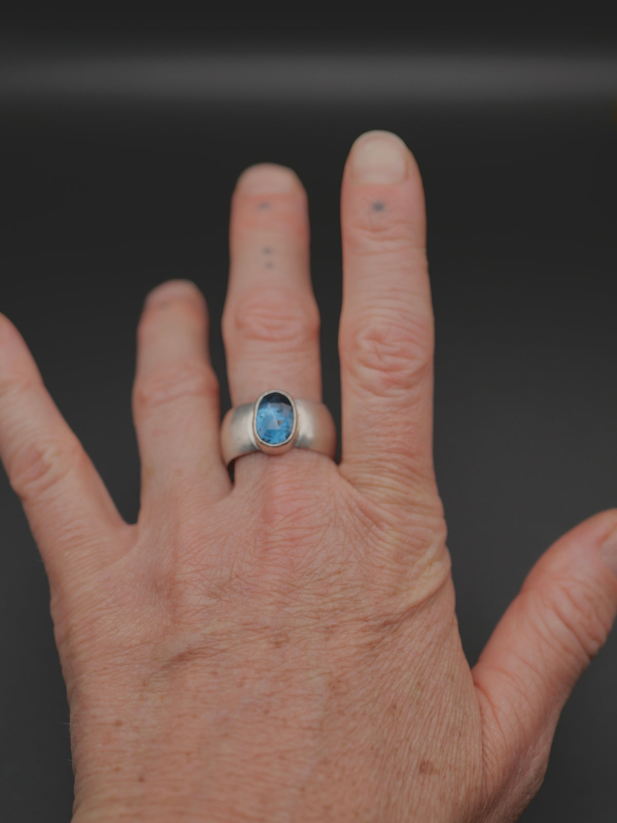 Stone Ring - Size 10.75 - Kyanite with Cigar Band