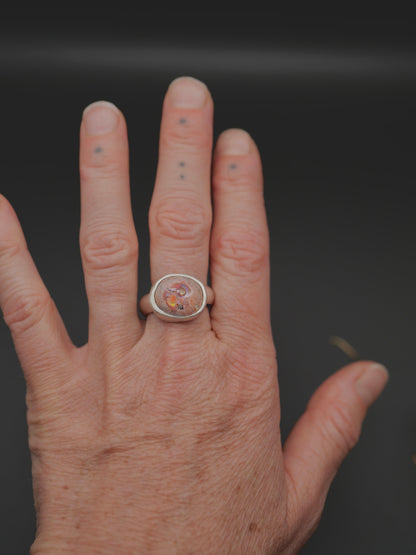 Stone Ring - Size 10 - Mexican Fire Opal