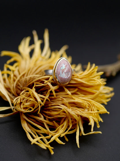 Stone Ring - Size 5.25 - Mexican Fire Opal with Mixed Metals