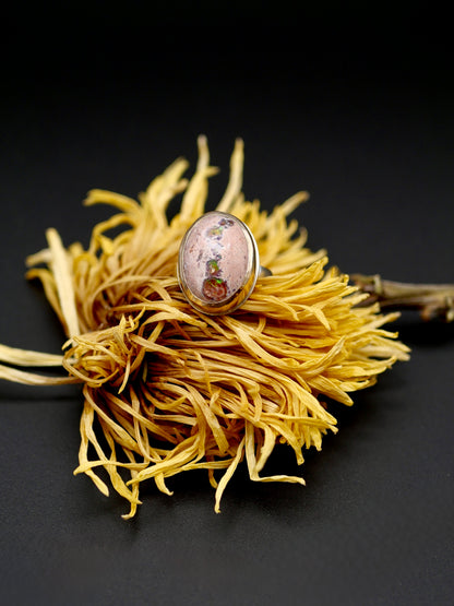 Stone Ring - Size 5.75 - Mexican Fire Opal with Mixed Metals