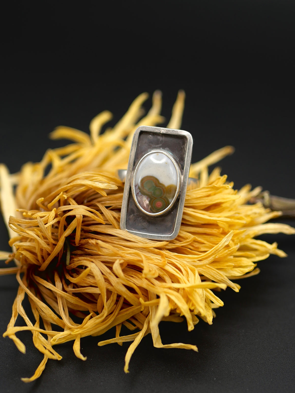 Shadowbox Ring - Size 6.75 - Ocean Jasper