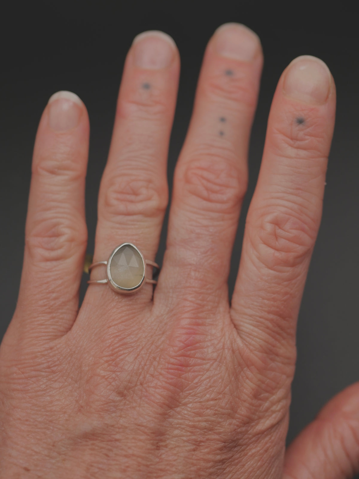 Stone Ring - Size 6 - Grey Moonstone