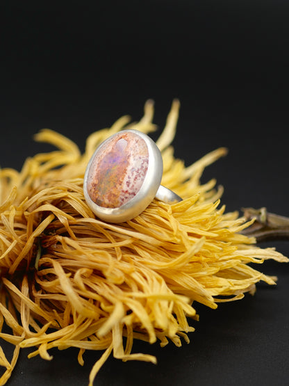 Stone Ring - Size 8.5 - Mexican Fire Opal