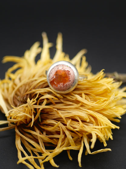 Stone Ring - Size 9 - Mexican Fire Opal