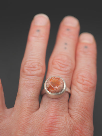 Stone Ring - Size 9 - Mexican Fire Opal