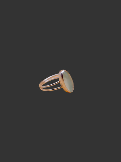 Glowing Prehnite Ring in Sterling - Size 9