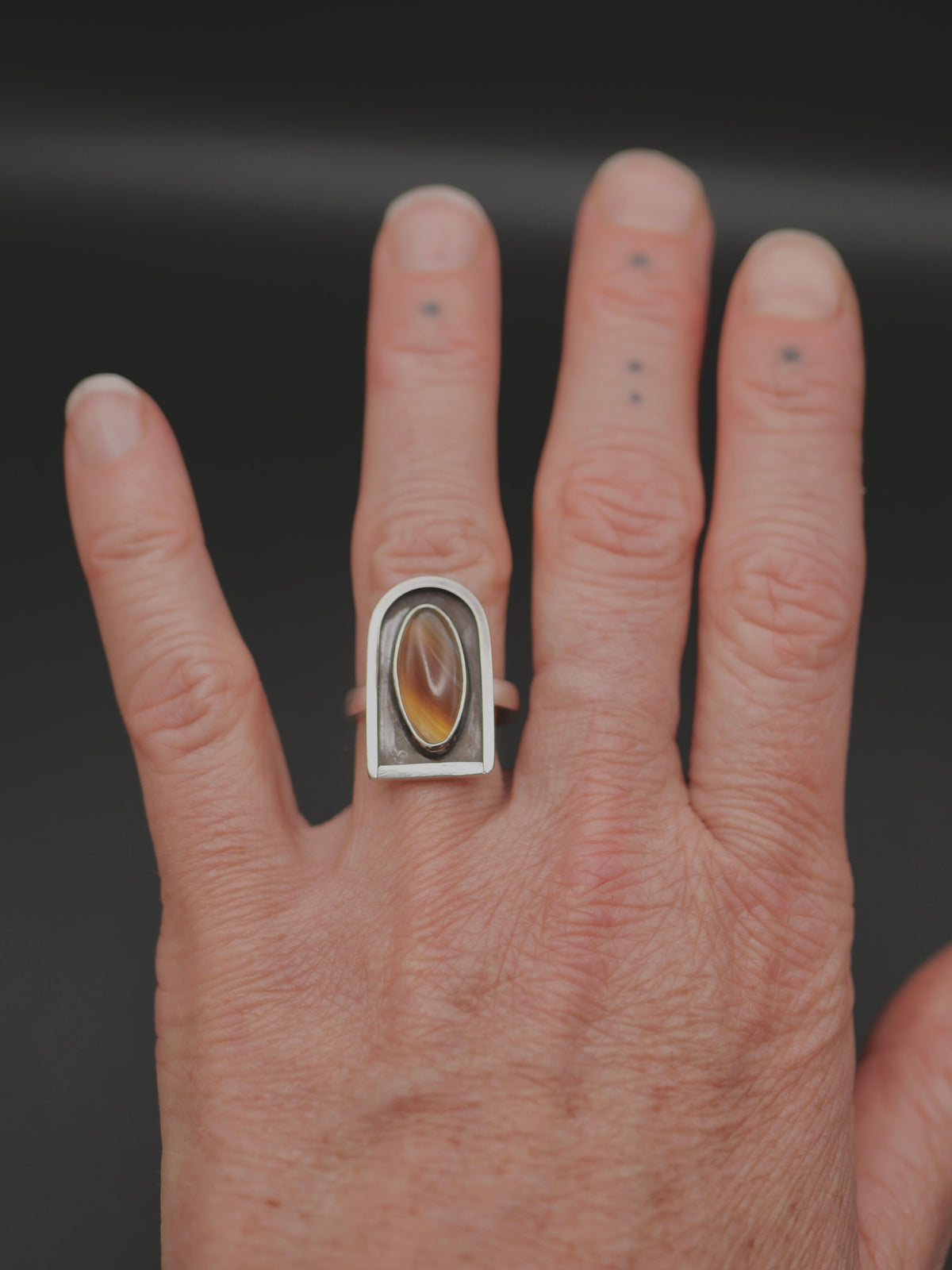 The Mist Ring - Botswana Agate Portal in Sterling